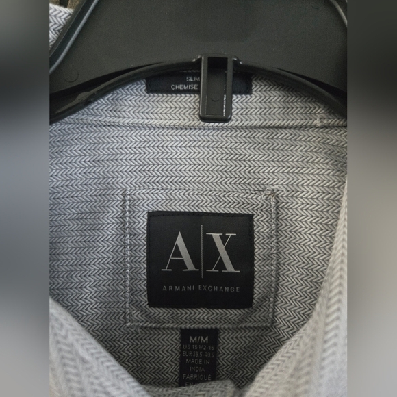 Armani Exchange Gray Herringbone Button-Up Shirt - Picture 9 of 11